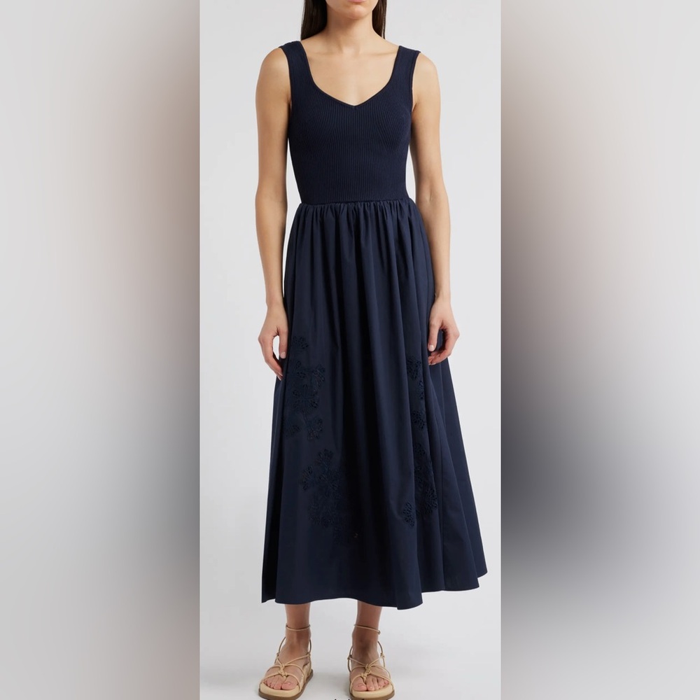 Moon River Black Mixed Media Maxi Dress M - Picture 2 of 11
